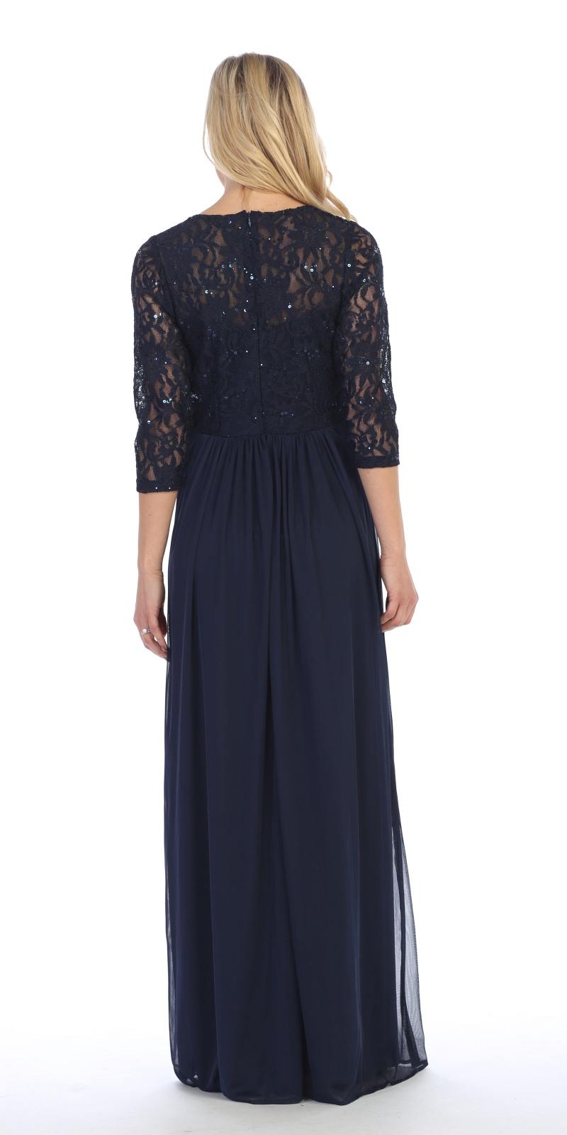 CLEARANCE - Celavie 6305L Three-Quarter Length Lace Sleeve Dress A-line (Size M)
