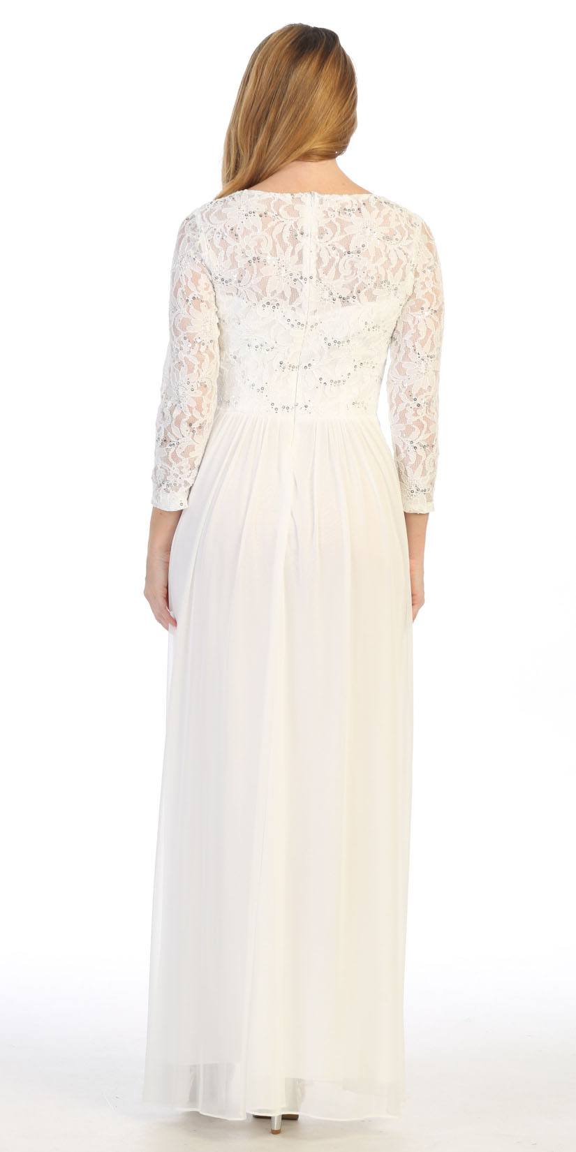CLEARANCE - Celavie 6305L Three-Quarter Length Lace Sleeve Dress A-line (Size M)