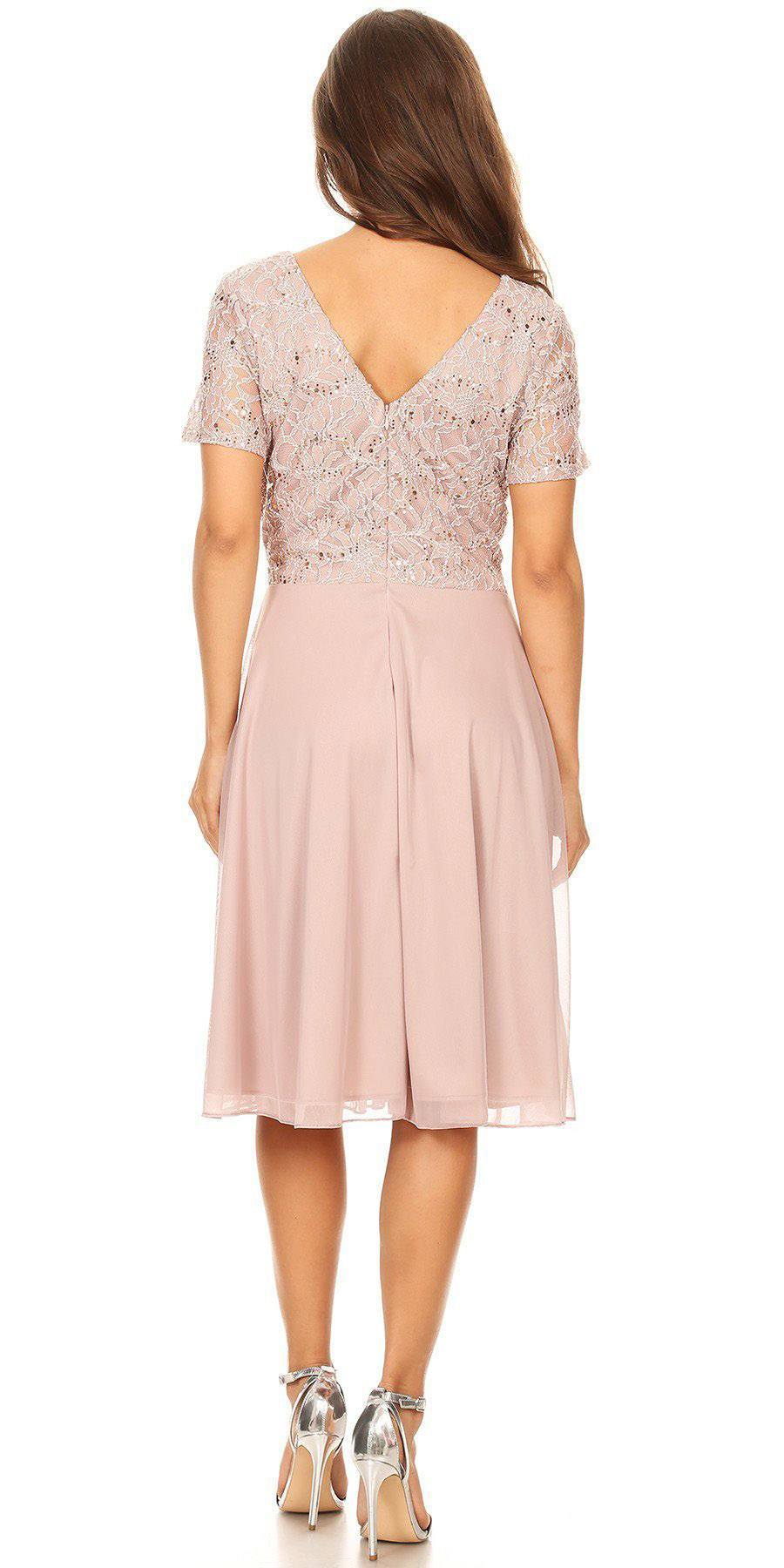 CLEARANCE - Celavie 6320S Knee Length Dress With Short Sleeves (Size L)