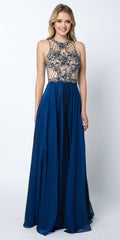 Juliet 637 Sleeveless A-Line Rhinestone Embellished Gown