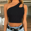 Glamaker One-Shoulder Drawstring Crop Top - Sexy Bodycon
