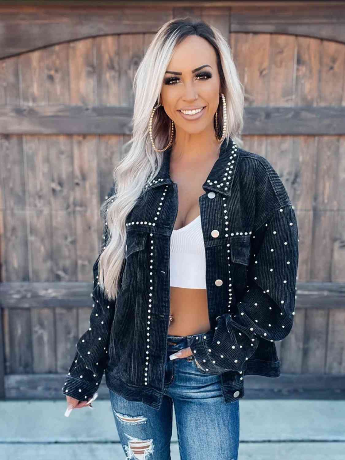 Women’s Collared Neck Button-Down Jacket For Casual and Everyday Use Elegant Simple Jacket