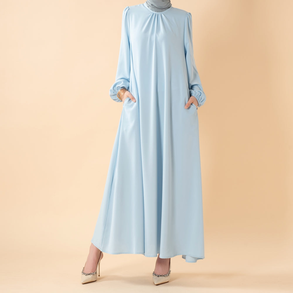 Candy Color Pleated Abaya | Must-have Essential Basic Dress (MA142)