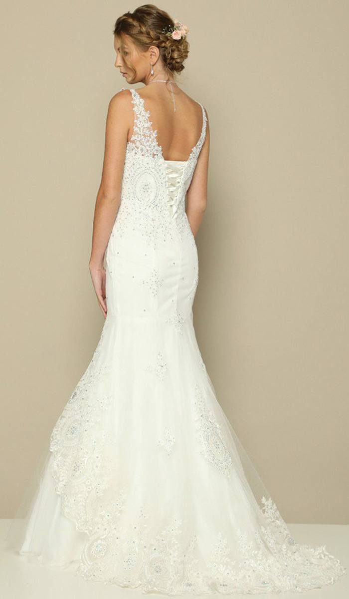 Juliet 654 Mermaid Gown Lace Up Back Embroidered