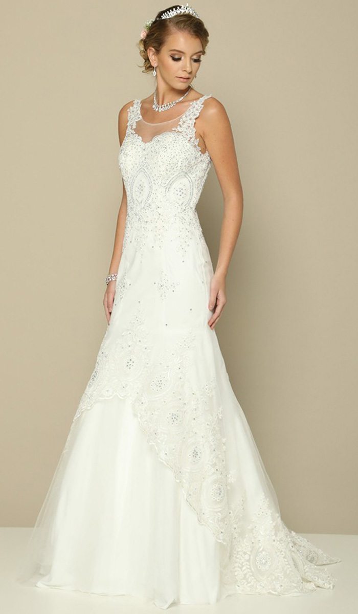 Juliet 654 Mermaid Gown Lace Up Back Embroidered