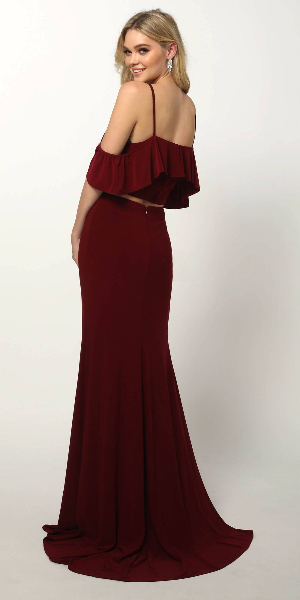Juliet 662 Cold-Shoulder Two-Piece Gown with Slit