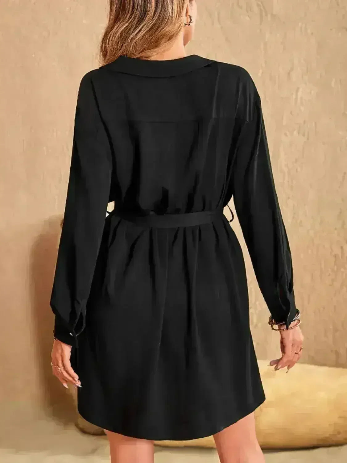 Collared Mini Dress - Rhinestone Accent Dress | Femstylo
