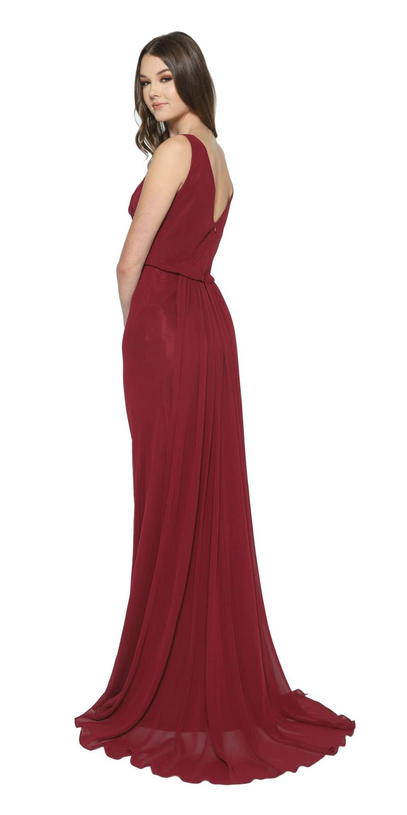 Juliet 670 Floor Length Formal Dress with Cowl Neckline