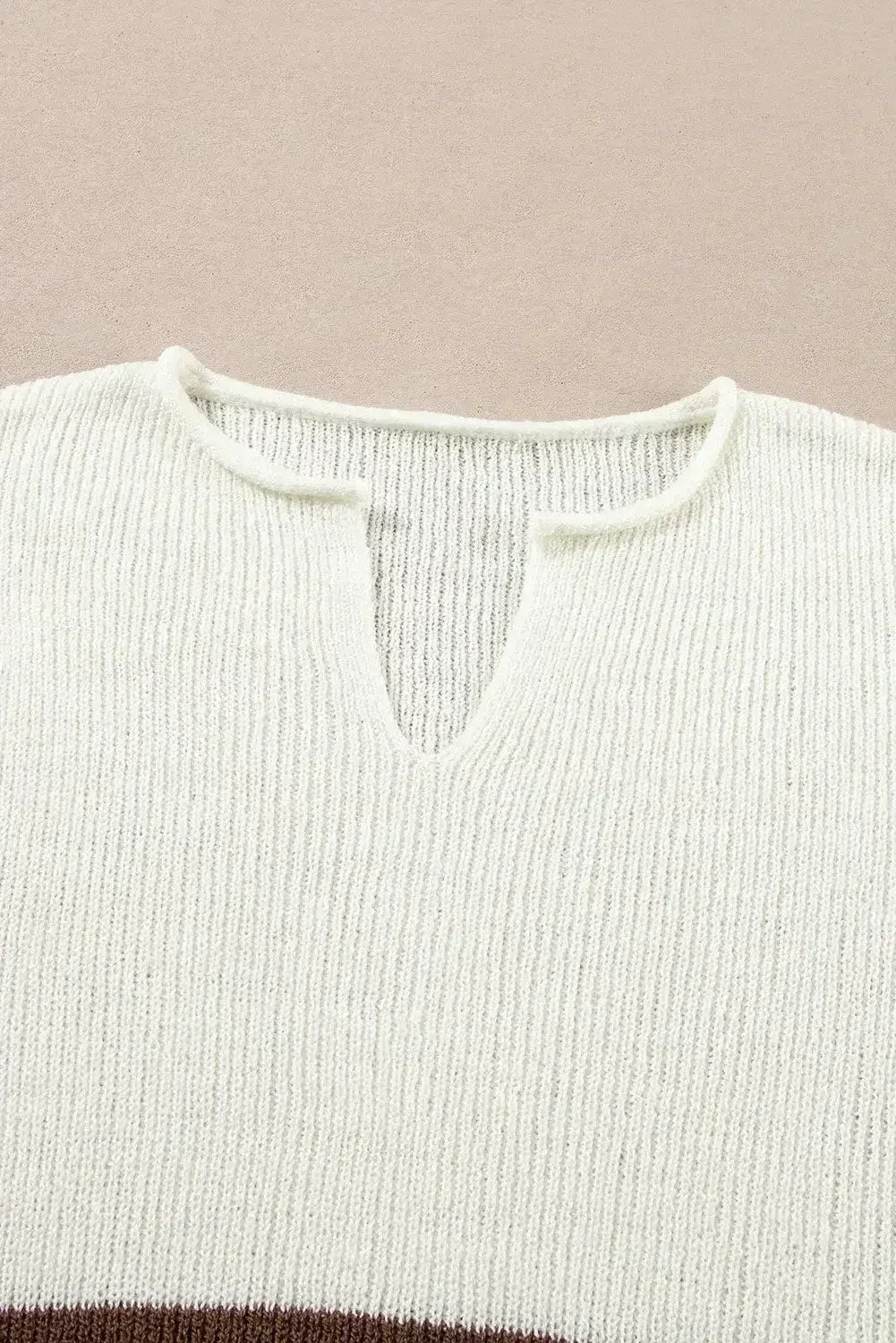 Brown Stripe Cropped Drop Sleeve Sweater