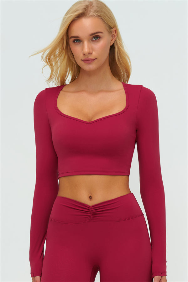 The Lushness Long Sleeve Crop Top Flared Leggings 2-Piece Set