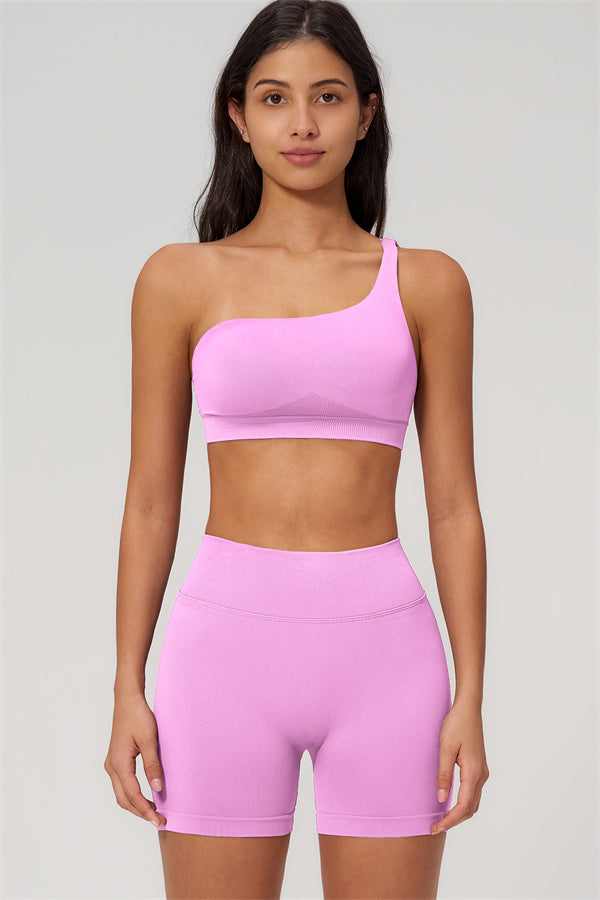 The Empower One-Shoulder Sports Bra Shorts 2-Piece Set