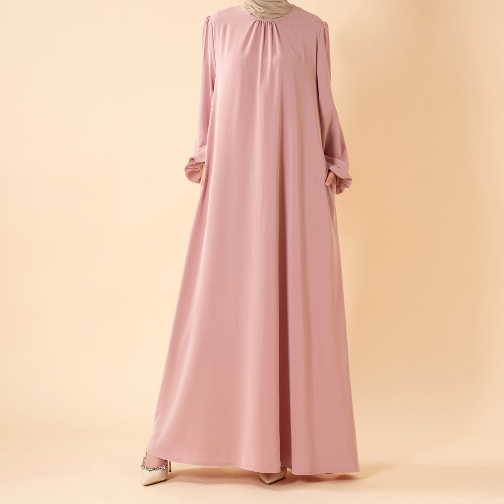 Candy Color Pleated Abaya | Must-have Essential Basic Dress (MA142)
