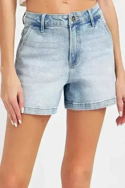 High Rise Denim Shorts | Stretch Cotton Blend | Sizes S-3XL