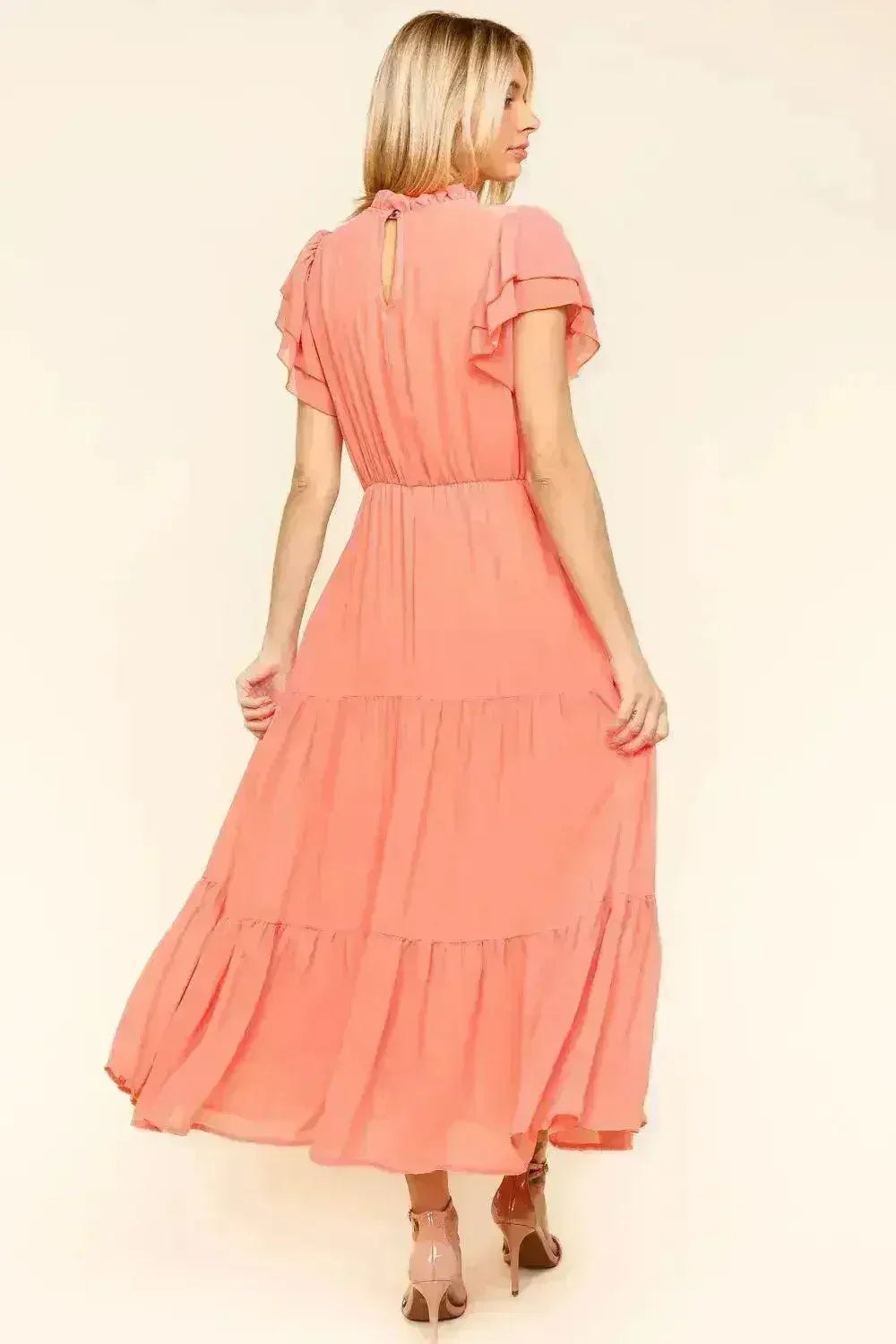 Tiered Frill Mock Neck Dress – Feminine & Flowy Sleeveless Style