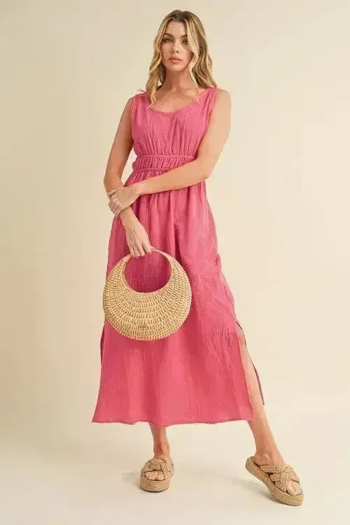 Breathable Cotton Tank Dress – Side Slit & Casual Chic | Femstylo