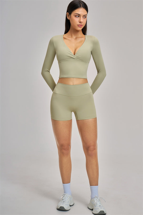 The Swoon Long Sleeve Crop top Shorts 2-Piece Set