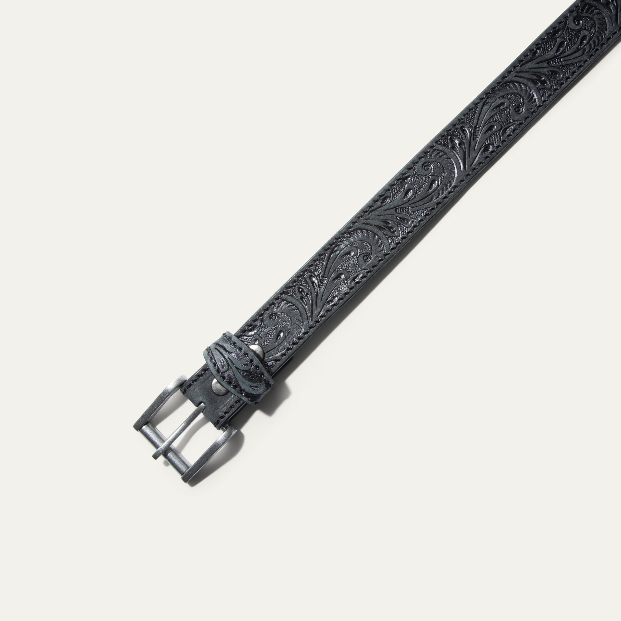 HAND-TOOLED MORNING GLORY JEAN BELT