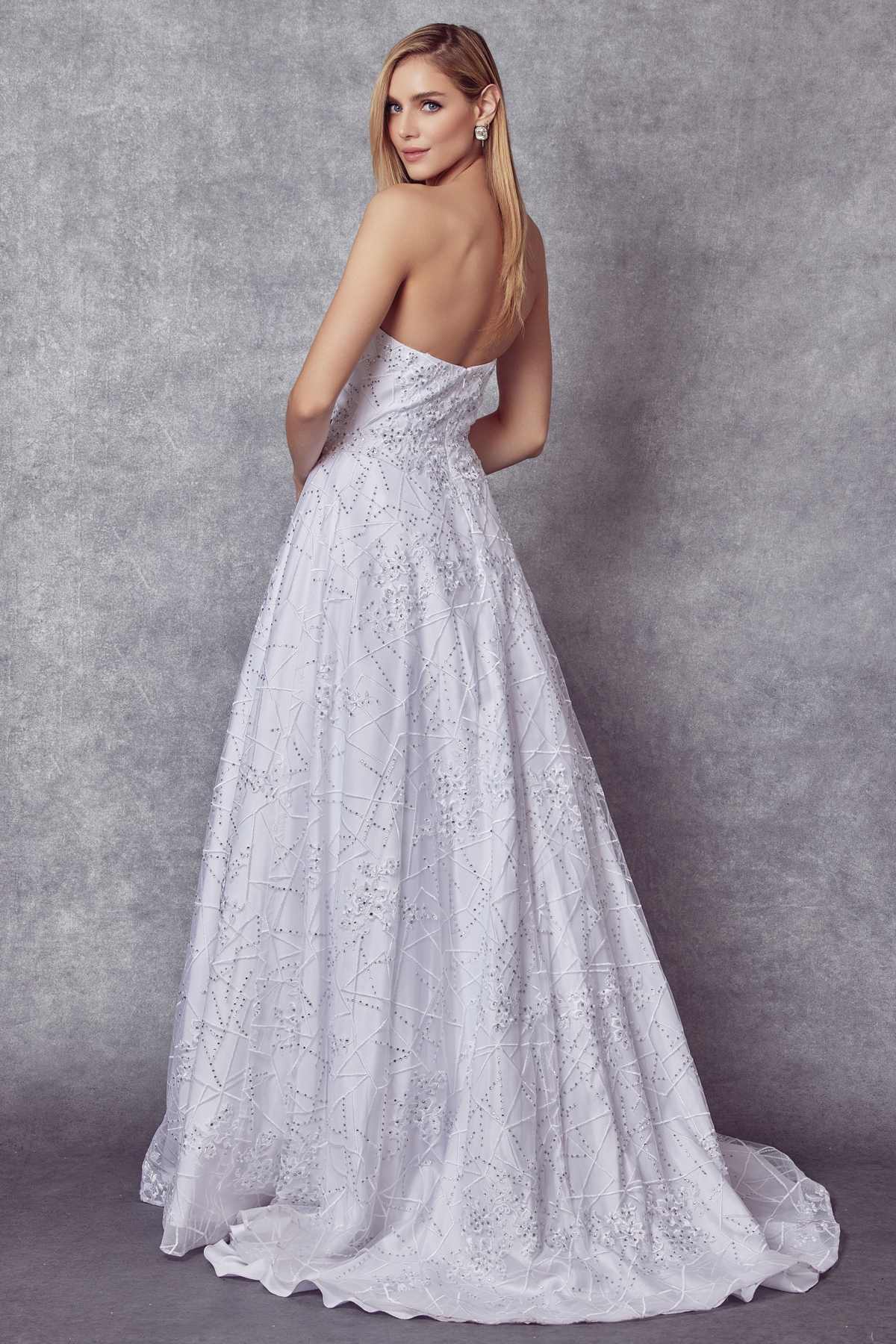 Juliet 692 Long Embroidered Lace Ball Gown Dress With Arm Band