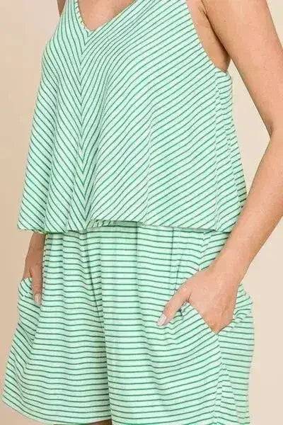 Culture Code Striped Double Flare Romper - Full Size