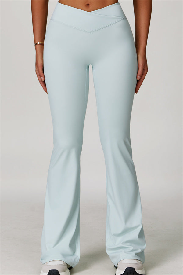The Lavish Long Sleeve Cut-out Crop Top Flared Leggings 2-Piece Set