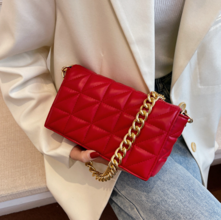 New Adorable Women's Handbag Green Small Flap Shoulder Bag In Thick Metal Chain Women's Clutch Bags Luxury  Ladies Shoulder Purse