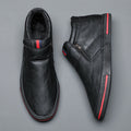 Mens Casual Winter Warm Ankle Boots Fashion Snow Boots Outdoor Footwear Black Sneakers Men's Leather Lined Warm Anti-slip Outdoor Work Shoes