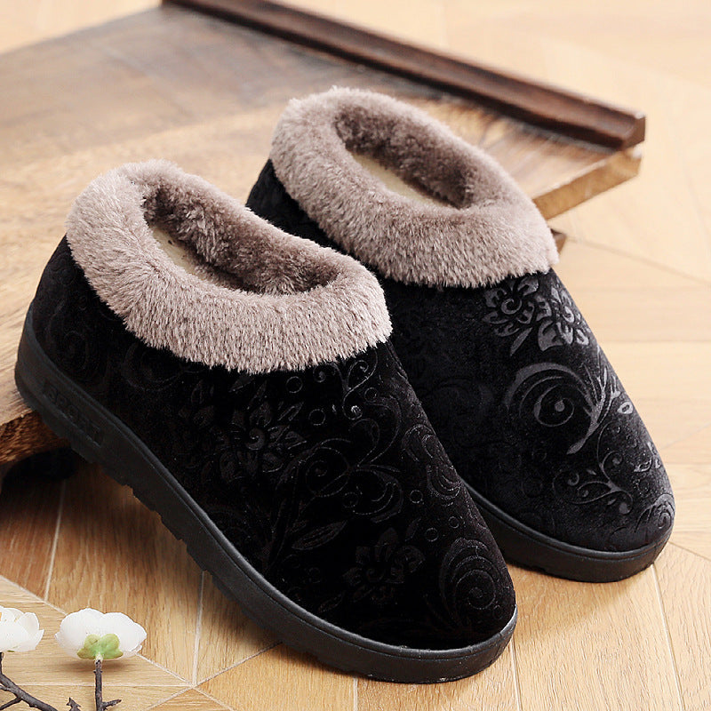 Home Slippers For Women Winter Warm Plush Cotton Home Slippers Women Non Slip Velvet Cotton Couple Soft Shoes Indoor Warm Fuzzy Plush Fleece Lining Bedroom Comfy Home Living Room Shoes