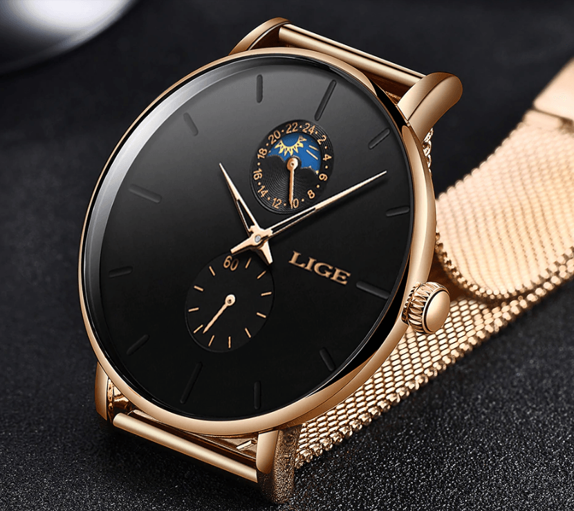 Women's Elegant Waterproof Watch With Chronometers And Braided Stainless Steel Bracelet Excellent Design Perfect Gift