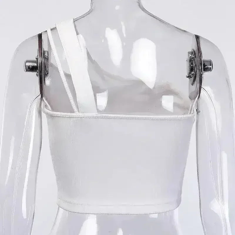 Glamaker One-Shoulder Drawstring Crop Top - Sexy Bodycon