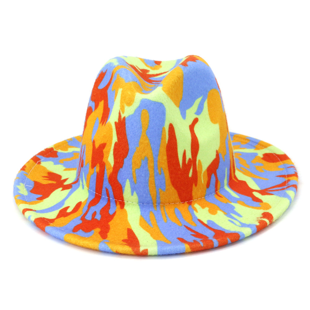 Beautiful Two Tone Luxury Fedora Hat Men's and Women's Hat Unique Retro Design Men's Fedoras Hat Colorful Fedoras Jazz Cap Elegant Soft Hat Wide Brim Party Hats 56-58CM