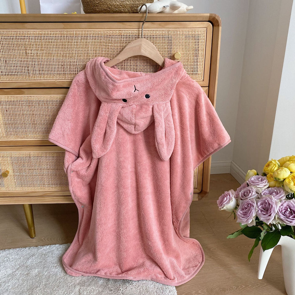 Trendy Rabbit Cartoon Bathrobes For Girls Boys Unisex Soft Hooded And Comfortable Kids Vintage Design Bathrobes
