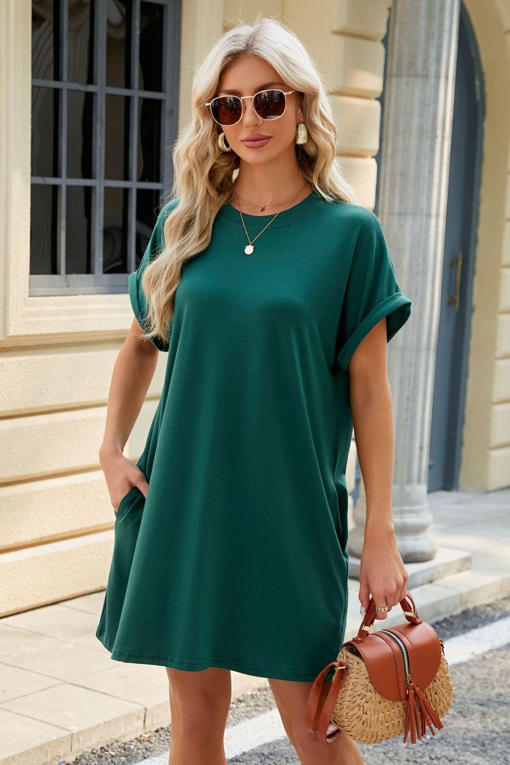 Short Sleeve Mini Dress with Pockets Casual & Stylish Everyday Wear