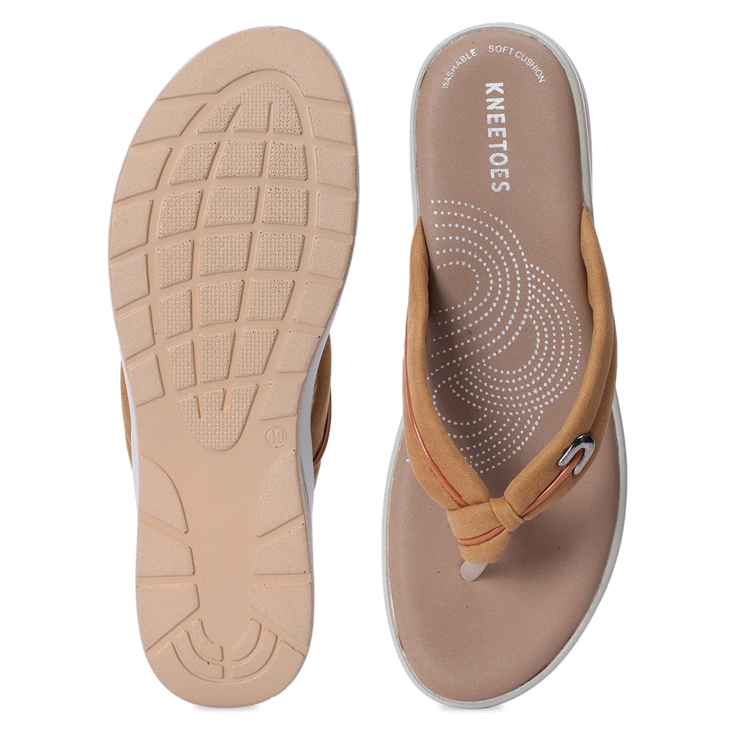 Sarya - Beige Thong Wedges