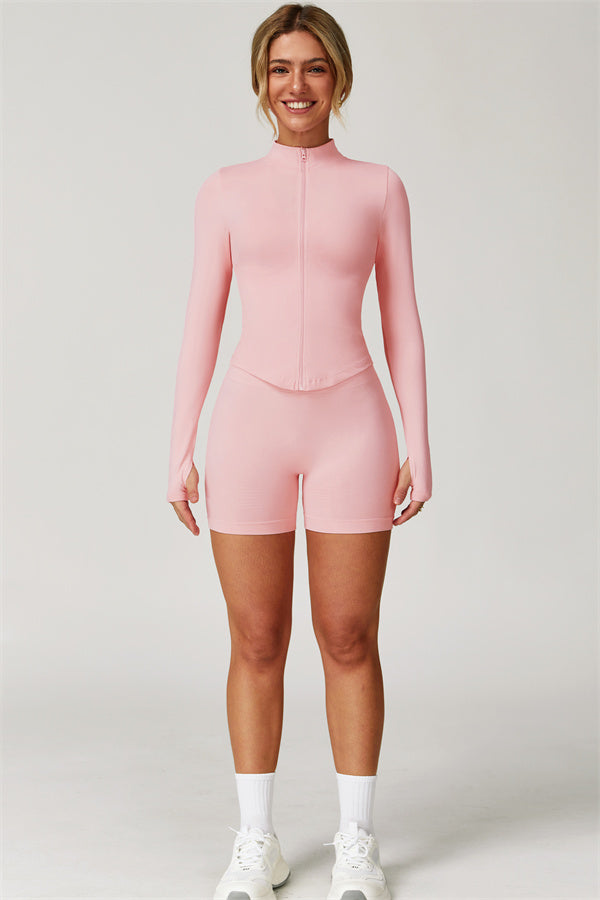 The Delight Jacket Sports Bra Shorts 3-Piece Set