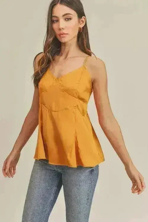 Tie Back V-Neck Cami Top Backless Sleeveless - Femstylo