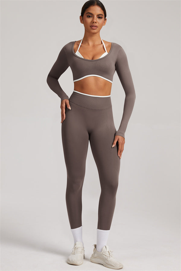The Elevate New Long Sleeve Crop top Leggings 2-Piece Set