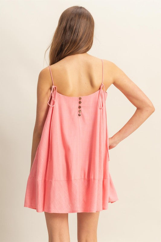A-Line Flowy Mini Cami Dress with Pockets –Casual & Chic Spaghetti Strap Dress with Functional Pockets for a Relaxed Summer Look