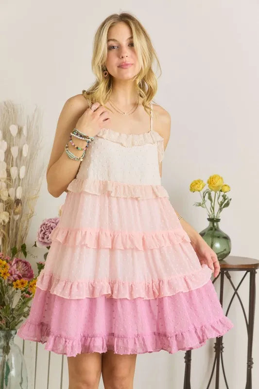 New Swiss Dot Ruffled Tiered Mini Dress For Summer – Feminine, Fluttering, Charming, Playful, Chic & Stylish