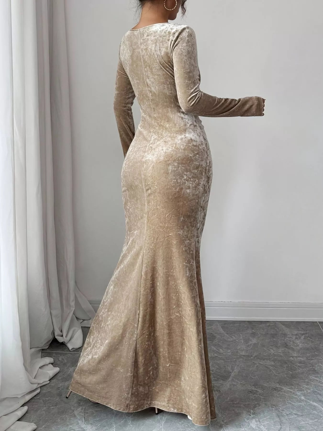Velvet Ruched Bodycon Maxi Dress