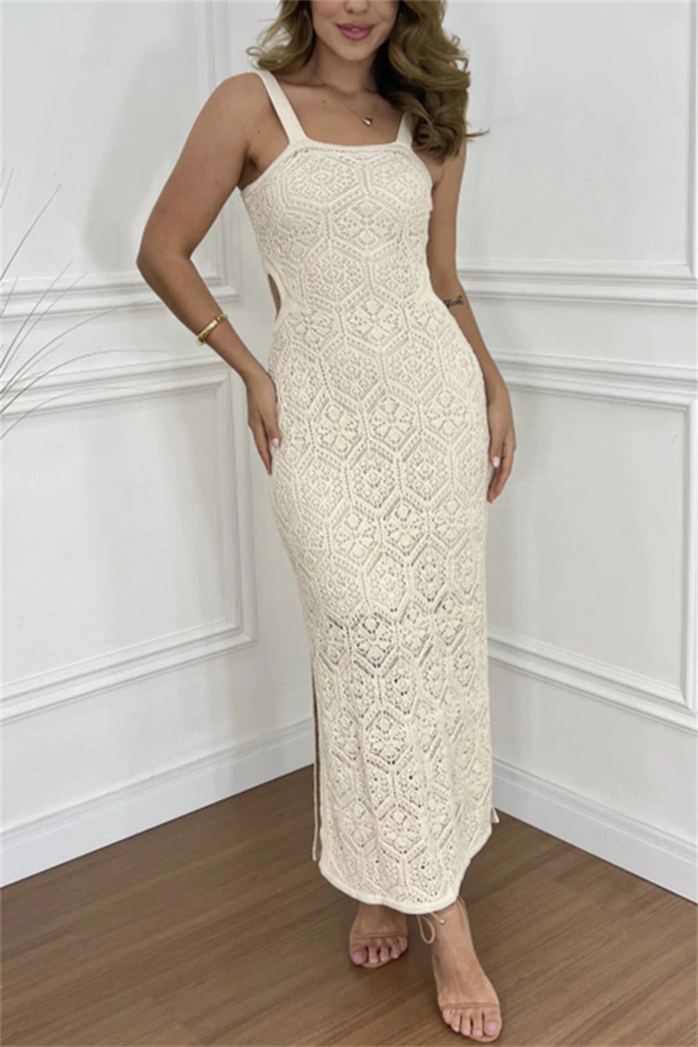 Sky Blue Cutout Side Maxi Dress Elegant Party Summer Long Dress For Girls