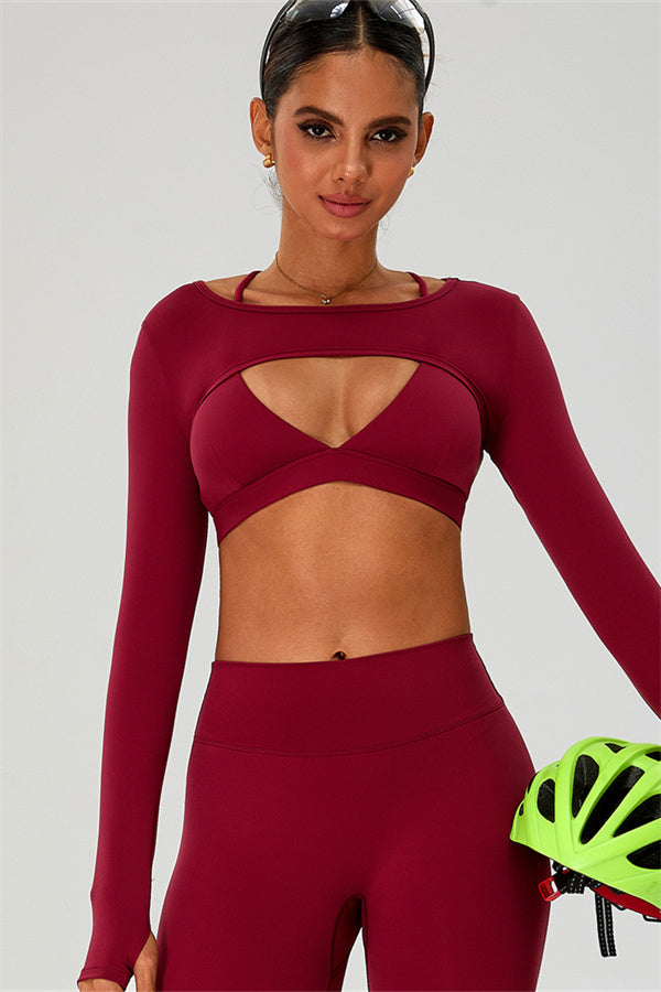 The Ember Sports Bra Crop Top Flared Leggings 3-Piece Set