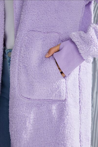 Red Double Take Full Size Hooded Teddy Bear Jacket with Thumbholes Ultra-Cozy & Stylish Comfortable Outerwear