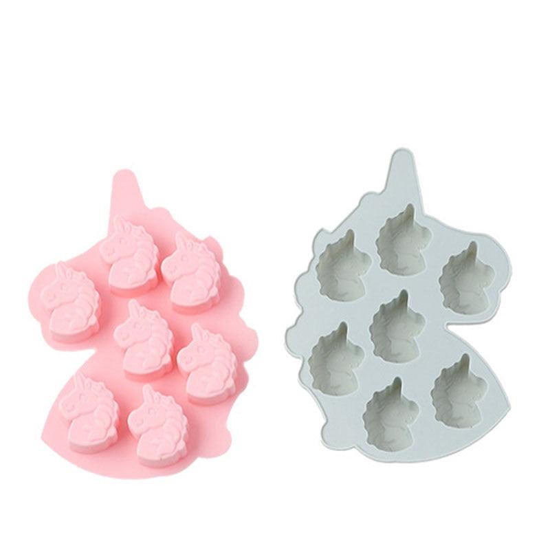 7 Cells Cute Unicorn Silicone Cake Molds No Smell Food Grade Material For Candle, Fondant, Biscuit, Dessert, Chocolate Molds Mini Unicorn Head Ice Cube Tray, Unicorn Silicone Molds Set For Chocolate Candy Cake Cupcake Soap Baking