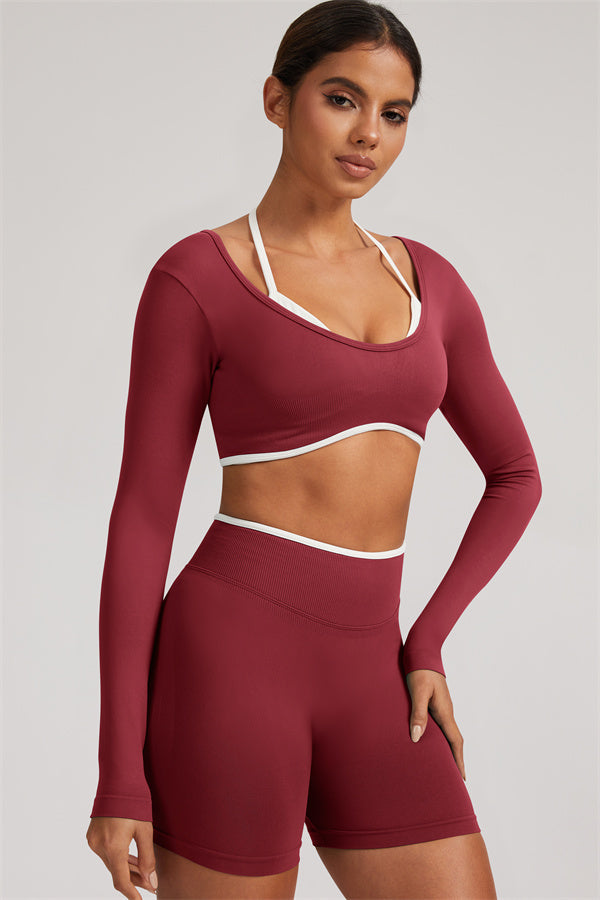 The Elevate Long Sleeve Crop top Shorts 2-Piece Set