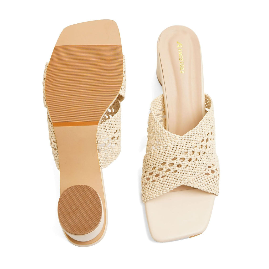 Willow - Beige Block Heels