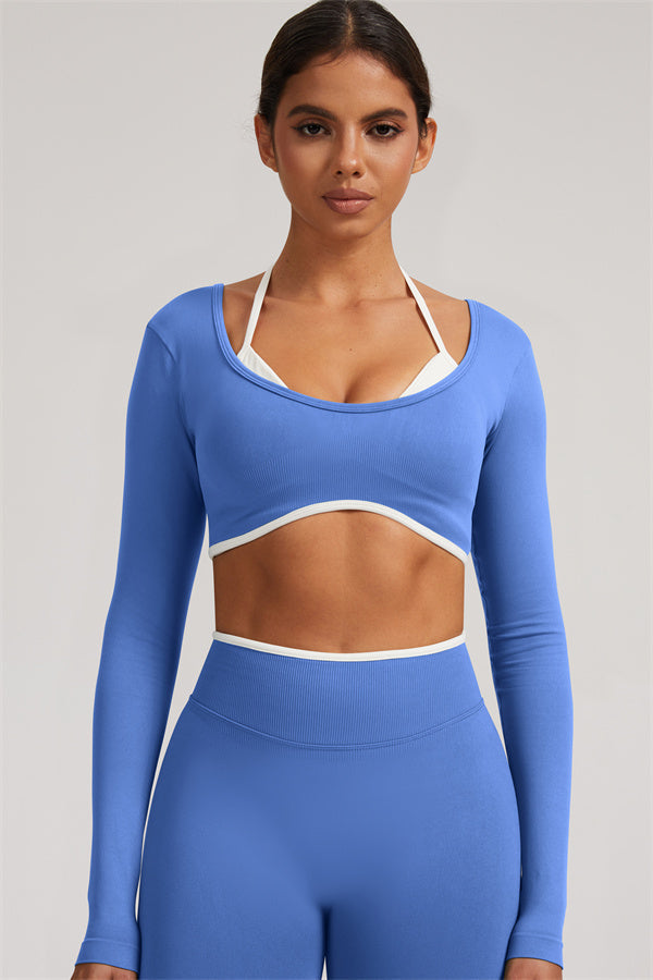 The Elevate Long Sleeve Crop top Shorts 2-Piece Set