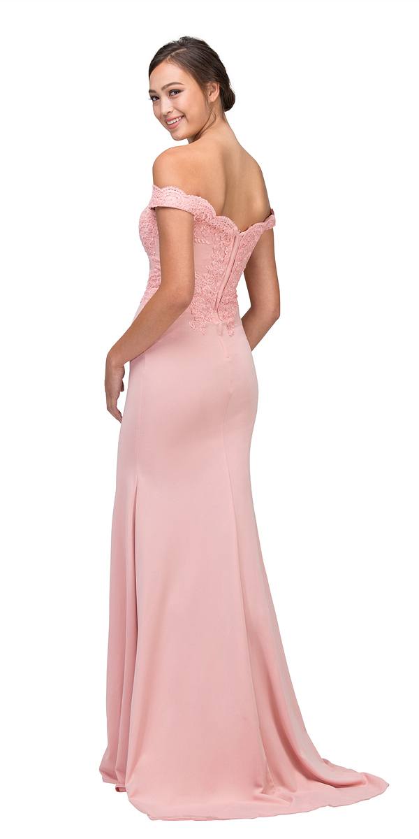 CLEARANCE - Eureka 7100 Lace Appliqued Bodice Long Dress Off-Shoulder (Size 2XL)
