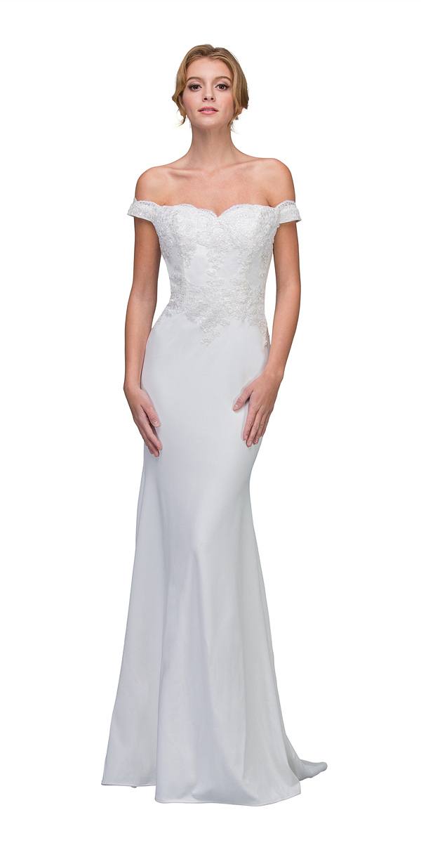CLEARANCE - Eureka 7100 Lace Appliqued Bodice Long Dress Off-Shoulder (Size 2XL)