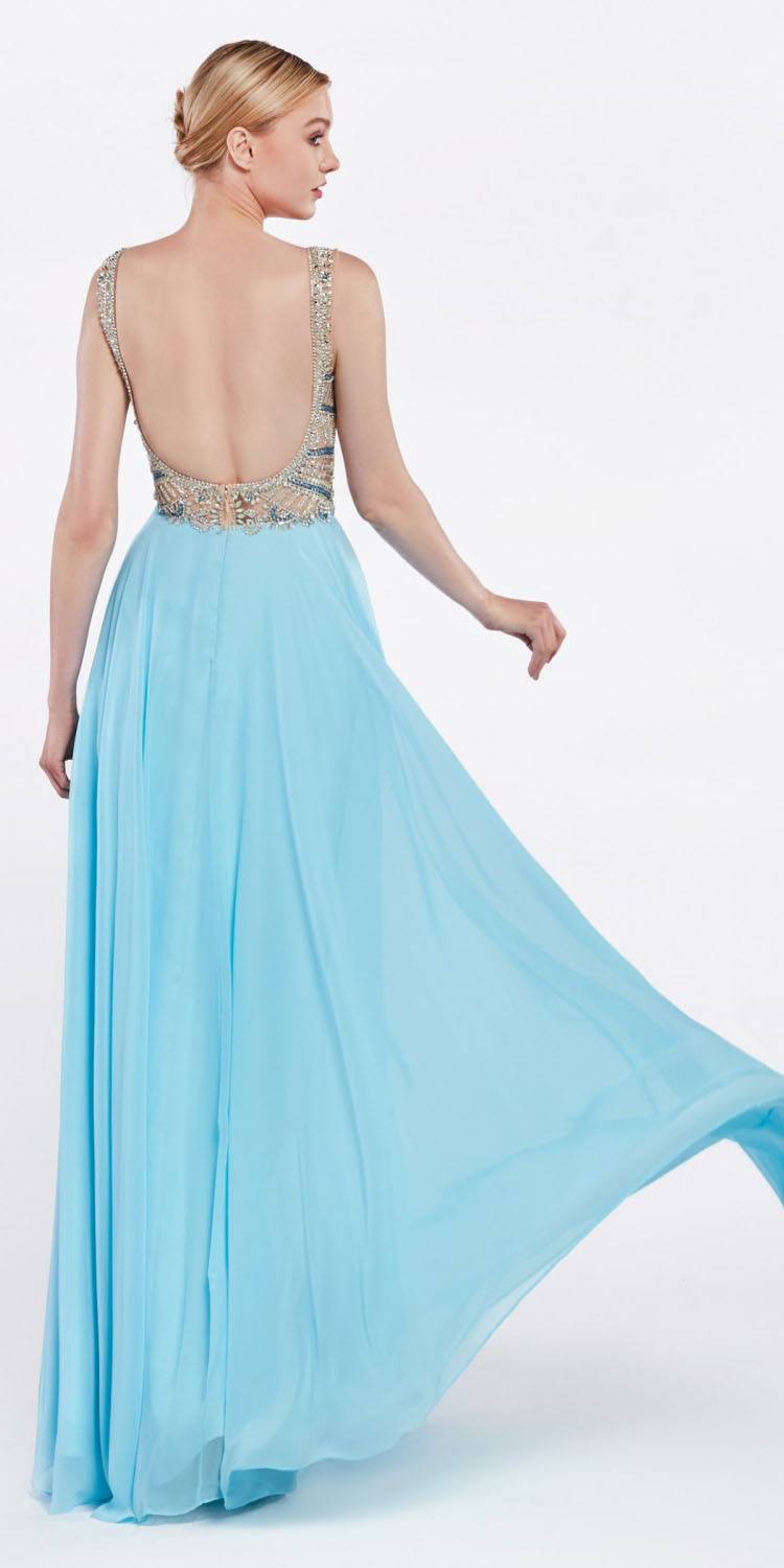 Cinderella Divine 71190 Long Dress Beaded Top Open Back