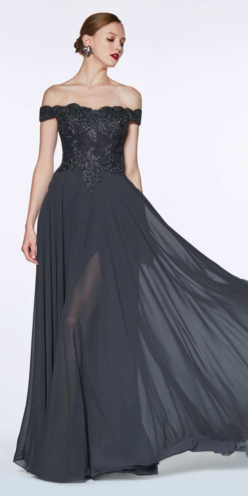 Cinderella Divine 7258 Off The Shoulder Long Gown